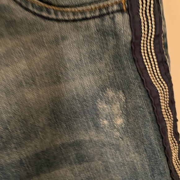 Kids Next UK Girls Jean Shorts with side beading and distress. - Picture 5 of 8